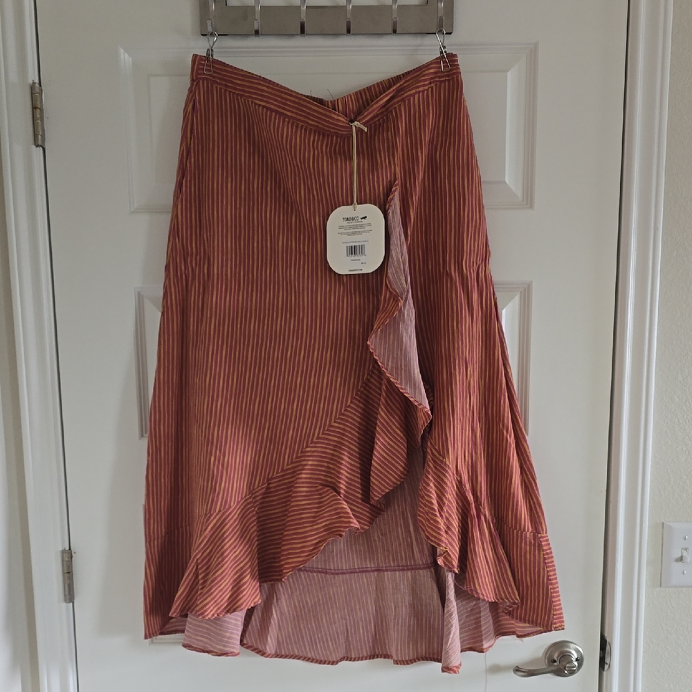 NWT Toad&Co Rust Striped Midi Skirt